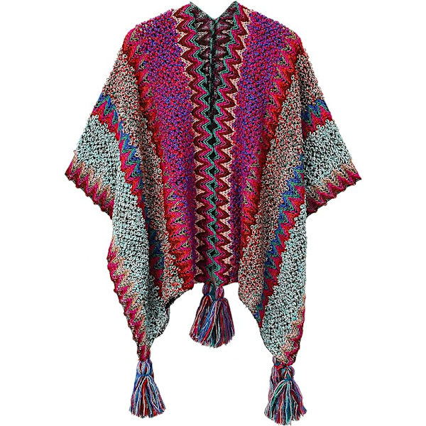 Stickad Sjal Poncho Cape för Kvinnor, Dam Stickad Kofta, ZQKLA