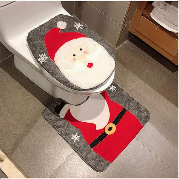 Jultomte Snögubbe Rensa Toalettlock och Matta Set R,ZQKLA
