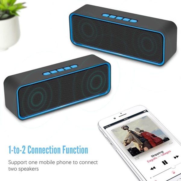 (Blå) Bärbar trådlös högtalare, Bluetooth 5.0-högtalare med ZQKLA