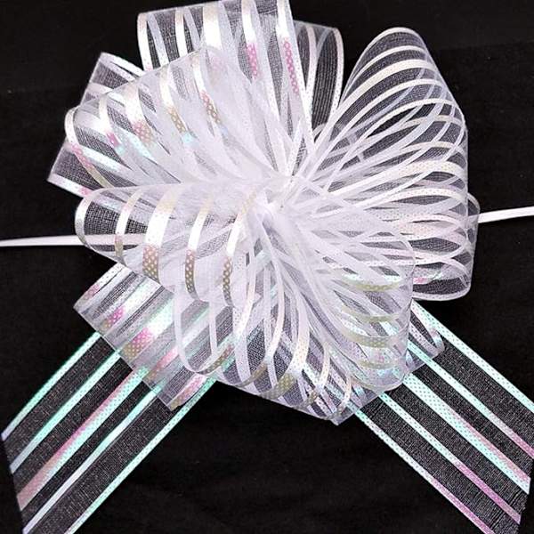 Dragbåge, Stor, Organza, 15 cm, 20 stycken (Vit), ZQKLA