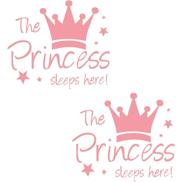 2 stk Wall Sticker Princess Sleep Here 13,4 Inch Little Crown St