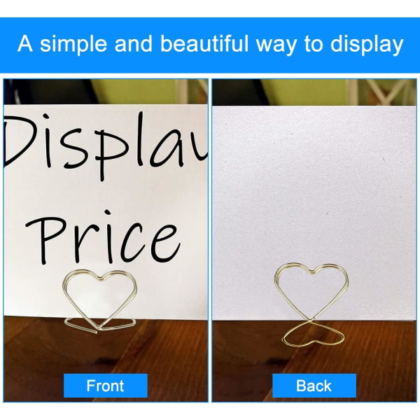 24 st hjärtformade bordskortshållare i metall, ZQKLA