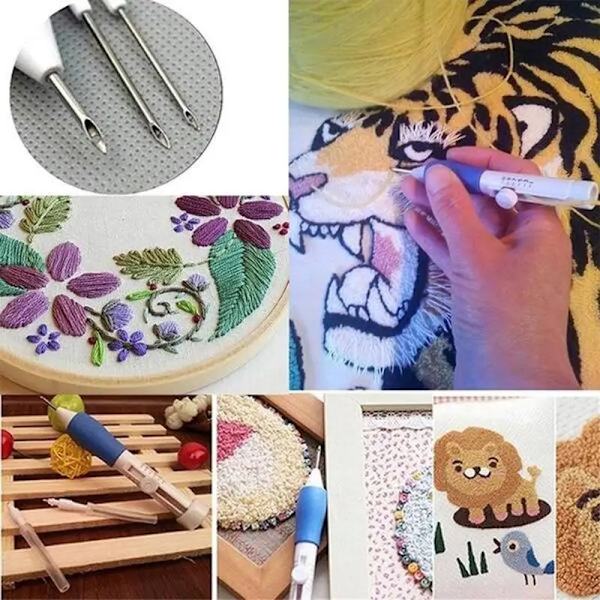 2 Set Broderi Punch Needle Kit Sömnadsverktygsset Magic, ZQKLA