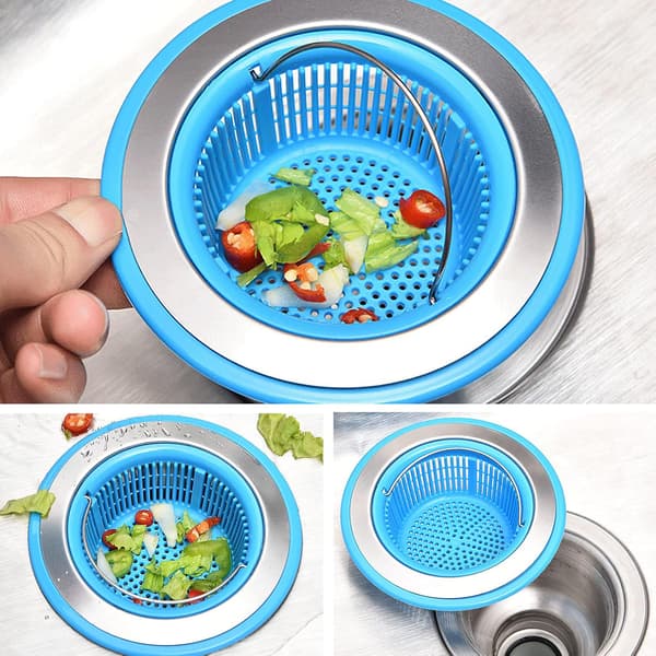 11cm Kjøkkenvask Sil Strainer Silikon Rist og Rustfritt Stål, ZQKLA