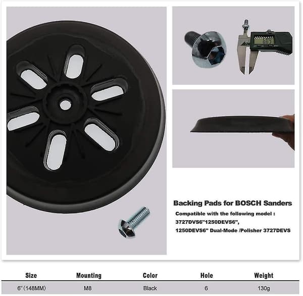 150 mm Slipeskive - For Bosch Gex 150 Ac, Pex 15 Ae, Gex 150 Turbo Eksentrisk Sander
