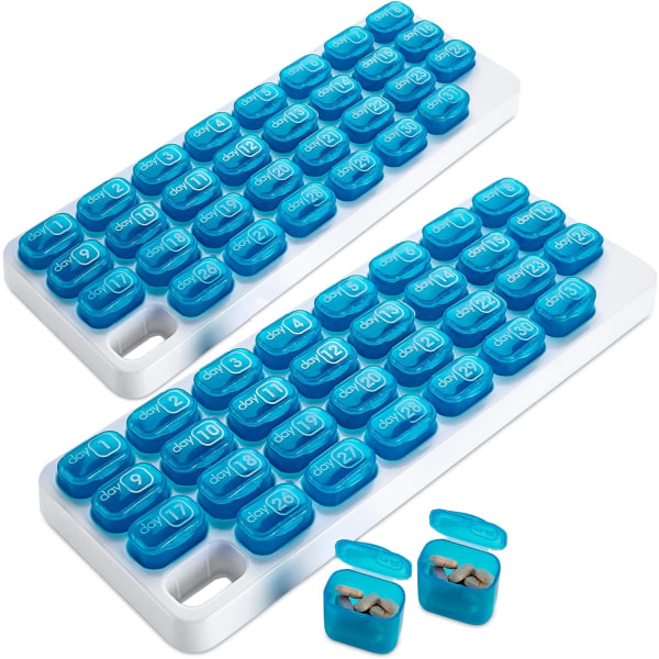 31 Day Pill Box - (Set med 2) Bärbar tablettbox för daglig pil, ZQKLA