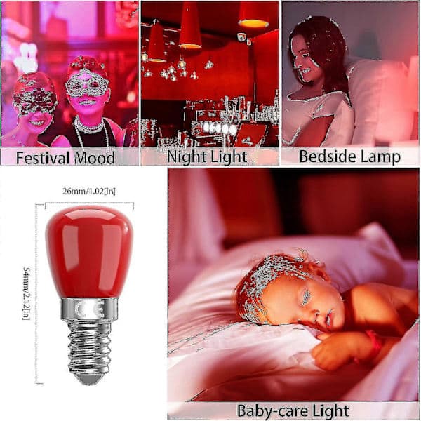 Pakke E14 Røde LED-pærer 3w E14, Dekorative Røde E14 LED-pærer, 25w Erstatning, Egnet for Stemningsbelysning, Hal,su