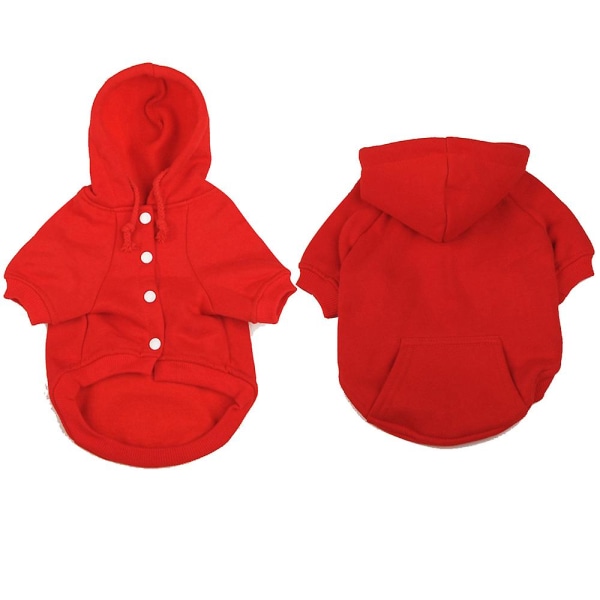 Pet Autumn and Winter Clothes Pet Fleece Hooded Sweater Pet Winter Hooded Jacket - Red M