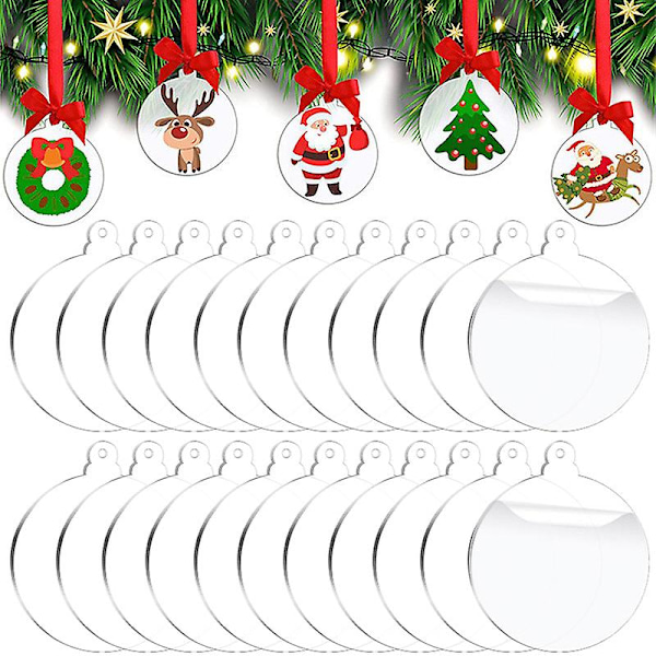 10 st julgranskulor Dekoration Klar Akryl Skiva DIY Hängande Hänge För Jul Bröllop Heminredning 2024 Nyår Navidad Hantverk