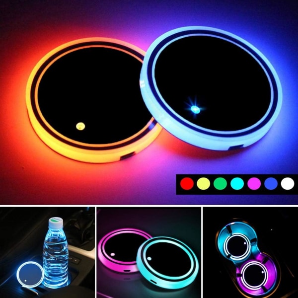 LED-automukin pidikkeen valot, 7 väriä USB latausmatto, ZQKLA