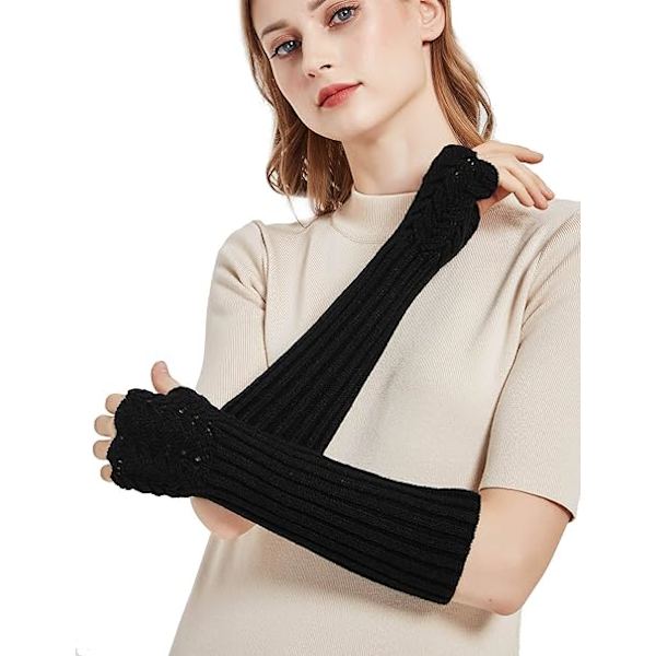 Dame Stige Design Vinter Varme Strikkede Varmere Lange Armhandsker, b