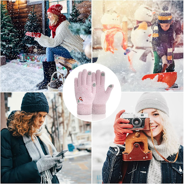 Termiska handskar för damer - Damhandskar Vinter, Stickade Varma Gl,ZQKLA