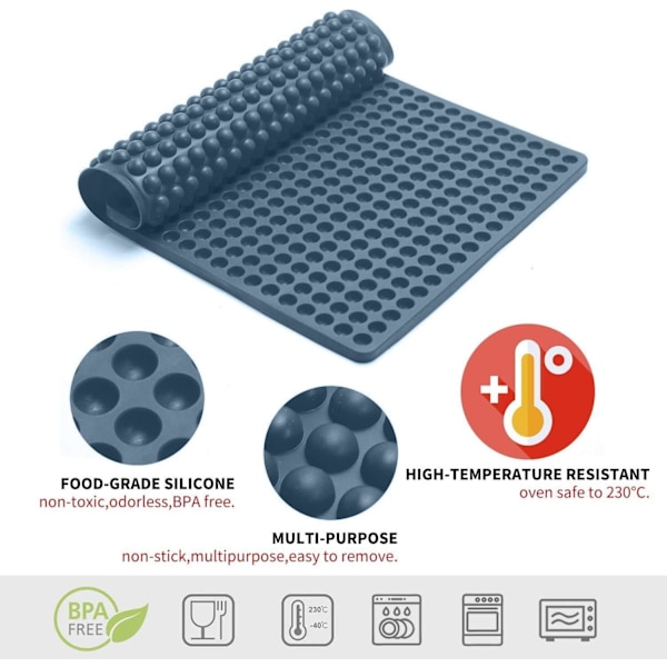 Silikon bakeunderlag - 1 cm - Silikonhalvkule med nupper, ZQKLA
