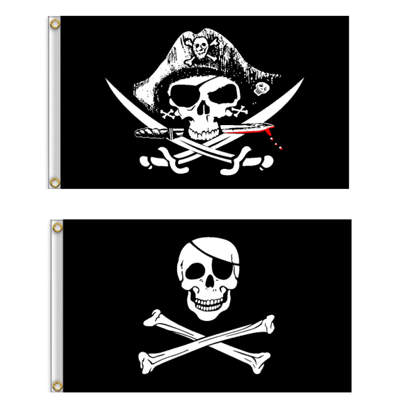 2 stk 2x3 fot Jack Rackham Skull Bone Pirate Flagg for Dekor, ZQKLA