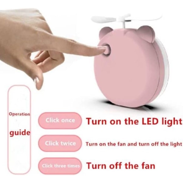 Pocket Bärbar Piggy Form Mirror med LED-ljus och fläkt, Mini F