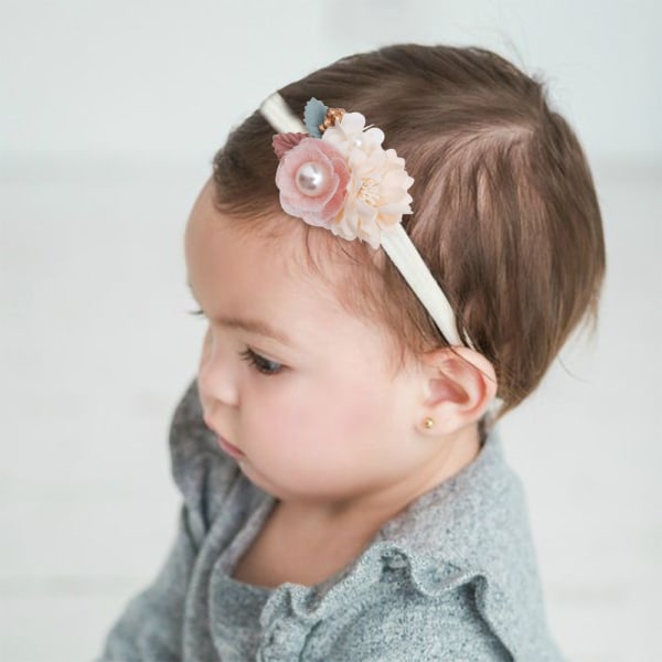 Baby Girl Flower Nylon Flower Pannband-elastiskt hårband Han,ZQKLA