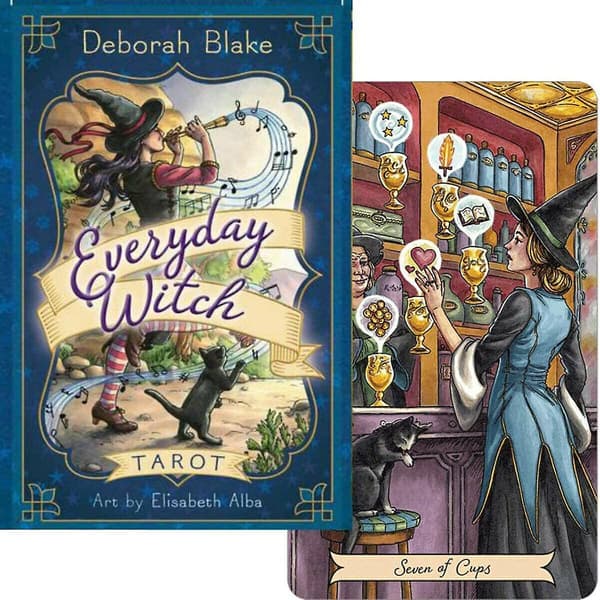 Everyday Witch Tarot: Et sæt med 78 tarotkort, engelsk version, spådomsorakel
