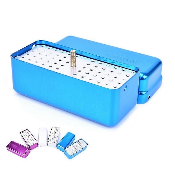 1 st 72 Håls Autoklav Steriliseringsfodral Dental Aluminium Endo Filar Hållare Box Blue