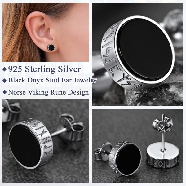 Silver Viking Earring Miehet Naiset,Nordic Runes Stud Korvakorut,G,ZQKLA