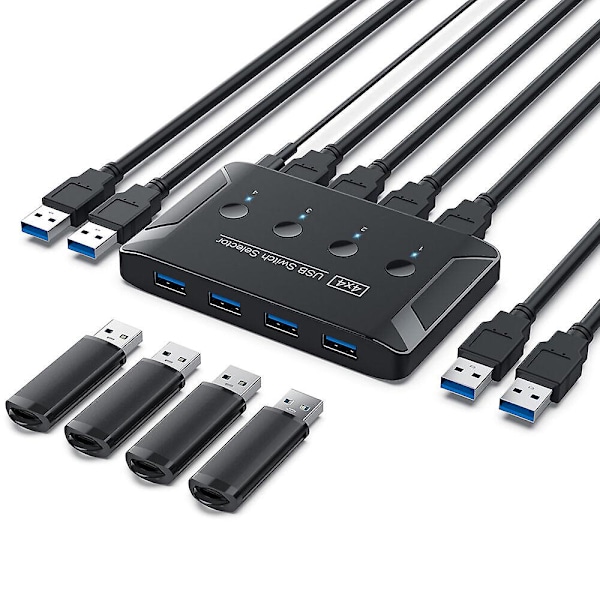 Usb3.0 switch selector switcher 4-port usb automatisk 4-i-4-ud hub delt switcher til printer tastatur mus