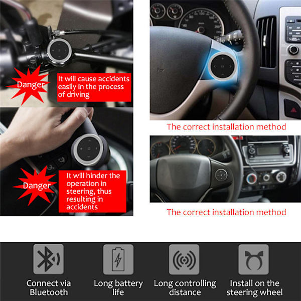 Bluetooth Medieknap - Inkluderer Ratstand - Com,ZQKLA