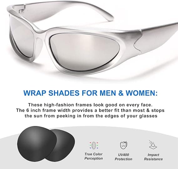 Wrap Around Modeglas för Män Kvinnor Snabb Oval Mörk Solglasögon