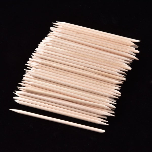 100 stk Appelsinvedpinner Negle Cuticle Stick for Pusher, ZQKLA