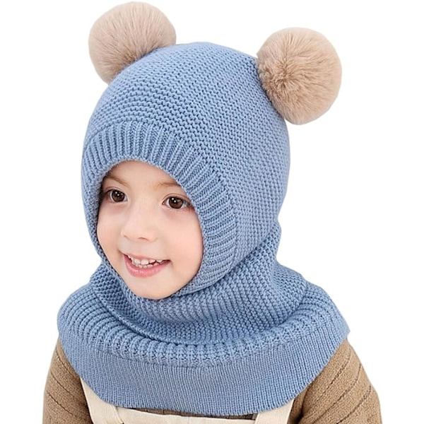 Söt Baby Flicka Pojke Mössa Halsduk Vinter Varma Öronmuffar Barn Stickad