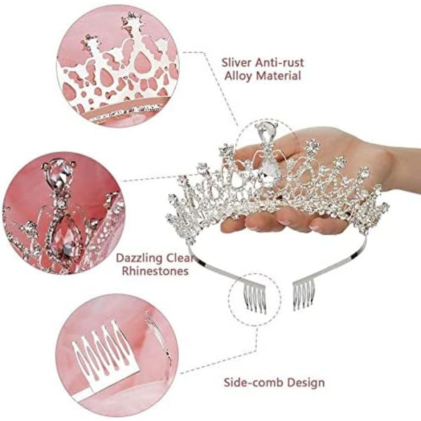 Krystallkrone Tiara, Tiara med Rhinestone Kam for Brud P,ZQKLA