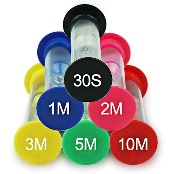 (6 stk.) timeglas farvet sandtimer køkken tidsstyring