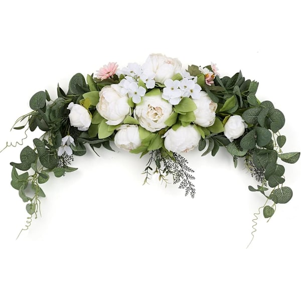 Rustikk Kunstig Blomsterkrans for Bryllup - 76 cm - Peon og