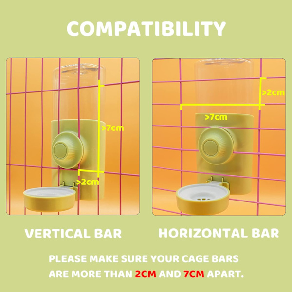 Kanin Vattendispenser, 600ML Hängande Kanindrickare Automat, ZQKLA