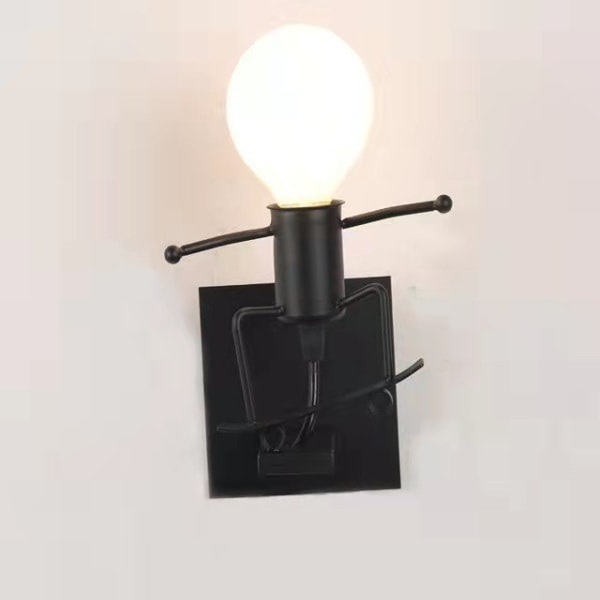 Lilla Järnfolket Skidvägglampa, Kreativ Svart Vägglampa Contem