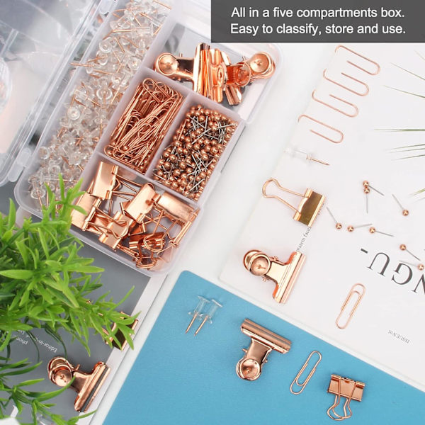 Push Pins Sæt, 500 STK Push Pins Binder Clips Papirclips Ma,ZQKLA