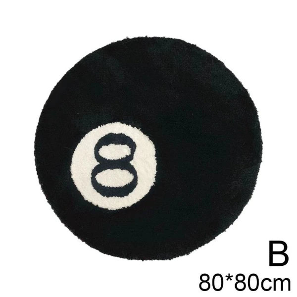 S-JIANG Simuleret Billard 8 Ball Måt Rund Tuftet Bløde Stole sortB 80*80cm