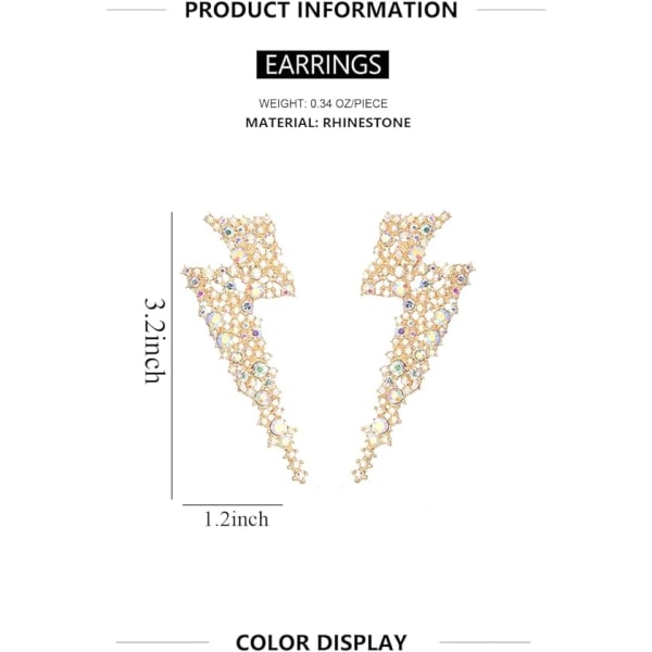 Krystall Lynboltdråpeøreringer, Flash Statement Ørepynt, ZQKLA