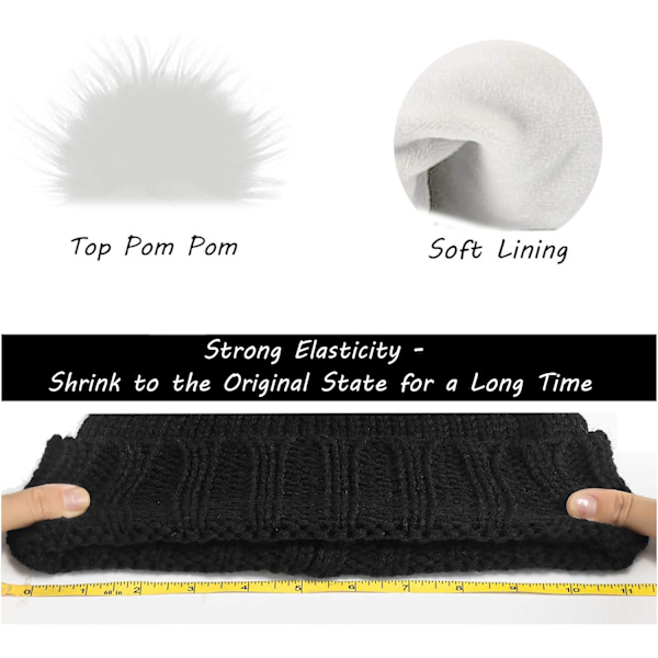 Trådløs Beanie Hat til Kvinder og Piger med Pom Pom og Musik, ZQKLA