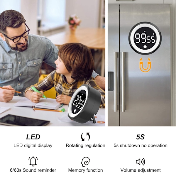 Rotary timer stor skærm elektronisk tidsregistreringsalarm c,ZQKLA