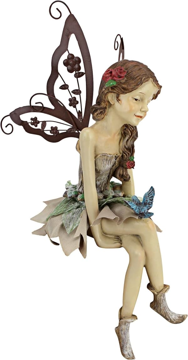 Fannie Trädgårdsfé Sittande Staty, 21 cm, Polyresin, Fullfärg