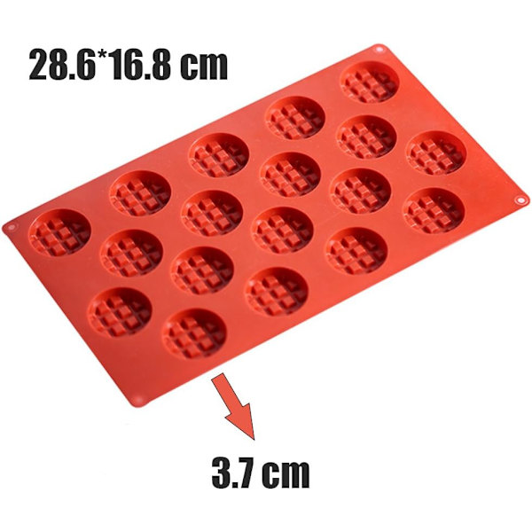 18-rums silikone mini runde vaffel-, cookie-, chokolade-, slikform