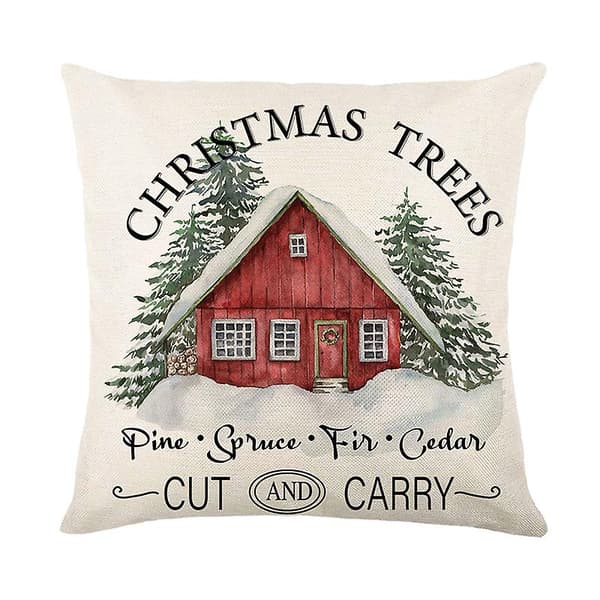 Julepuderbetræk 45x45cm Pudebetræk Vinter Julepynt Til Hjem Træ Hjorte Sofa Pudebetræk