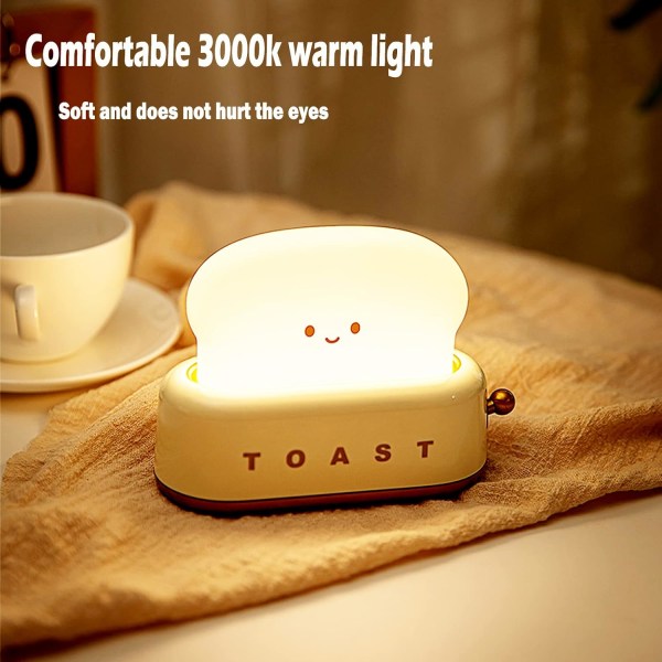 Sød Toast Natlampe, Gul, Dæmpbar LED Natlys Genopladelig, ZQKLA