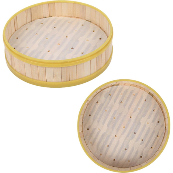 100 st 24cm Rund Perforerad Bakplåtspapper för Bambu Ångkokare, ZQKLA