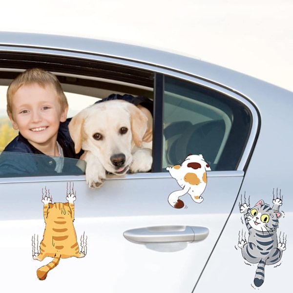 Kat Bilsticker, 3 Stykker 3D Kat Stickers til Bil, Kat Potte, ZQKLA