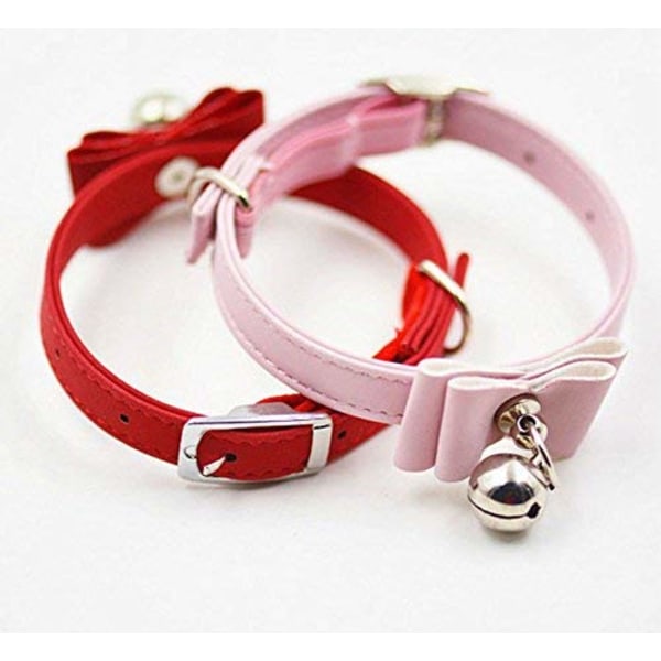 Adjustable PU Leather Cat Kitten Collars with Bell Collar Bow Tie