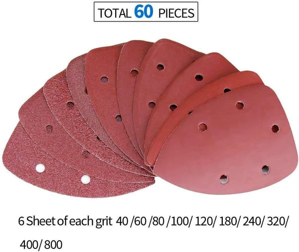 60-pack Slippapper, Sandpapper 40/60/80/100/120/180/2, ZQKLA