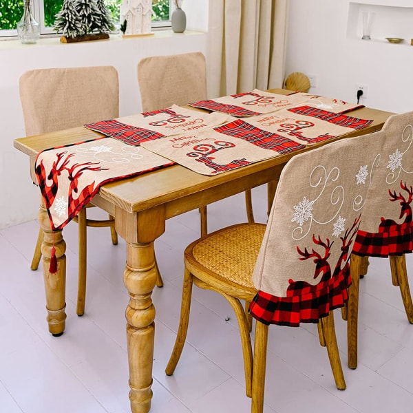 Julebordløber, 6FT Buffalo Plaid Xmas Theme Dinner ,ZQKLA