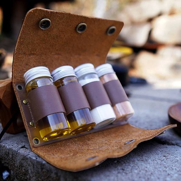 Outdoor Camping Första Lagret Ko-Läder Kryddburk Bärbar B,ZQKLA
