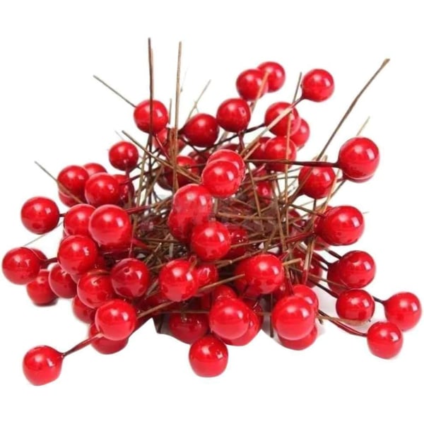 100 st Artificiell Bright Red Moss Holly Berries Home Garland, ZQKLA