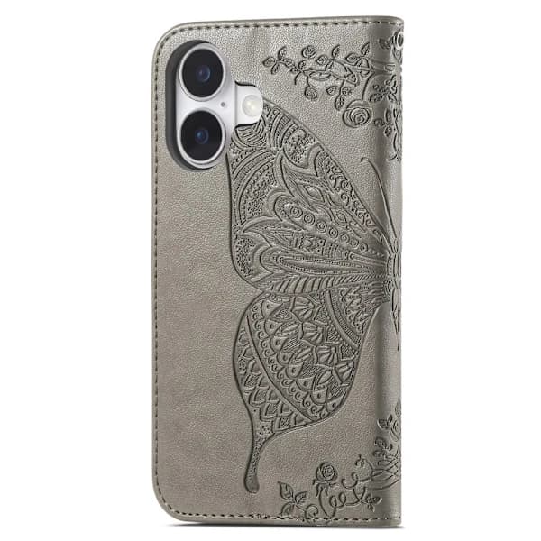 iPhone 16 Skal Fjärilstryck Grå, su